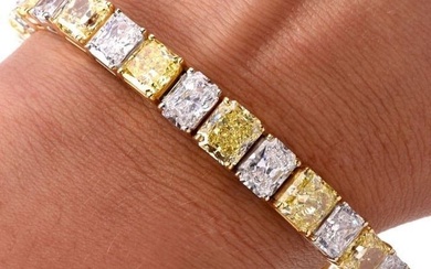 Natural Fancy Yellow and White Diamond GIA Certified Bracelet