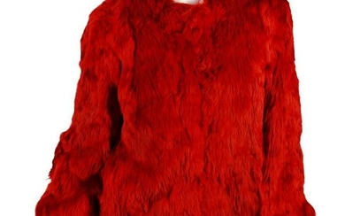 New Versace red alpaca fur jacket