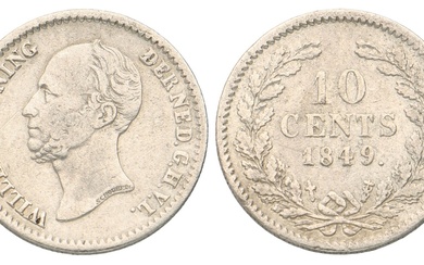 No reserve - 10 Cent. Willem II. 1849. Zeer Fraai.