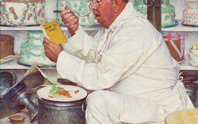 Norman Rockwell Baker Reading Diet Book