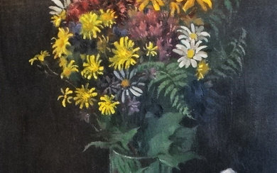 OSKAR KOKOSCHKA, ZUGESCHRIEBEN. FLOWERS IN A VASE, oil painting, framed, monogrammed, around 1900.