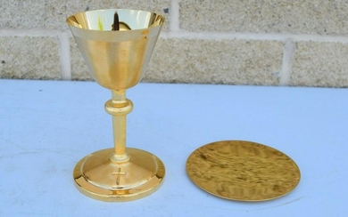 Older 7 1/2" Gold Plated Church Chalice Goblet and