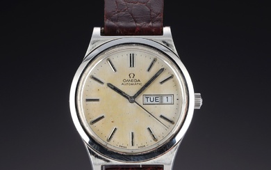 Omega 'Day-Date'. Automatic men's watch in steel with silver dial, approx. 1974