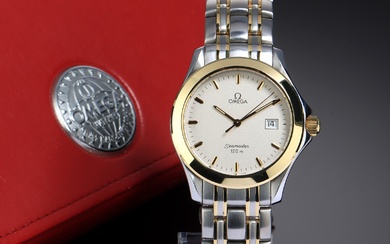 Omega 'Seamaster 120'. Men's watch in 18 kt. gold and steel with bright disc - box + cert. 1993
