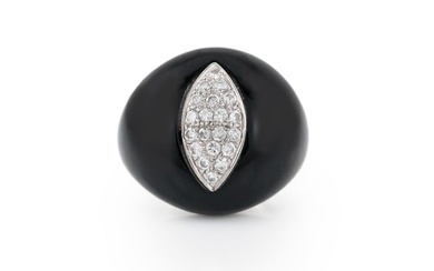 Onyx Cocktail Ring with Diamonds