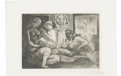 PABLO PICASSO (1881-1973), Quatre femmes nues et tête sculptée, from La Suite Vollard