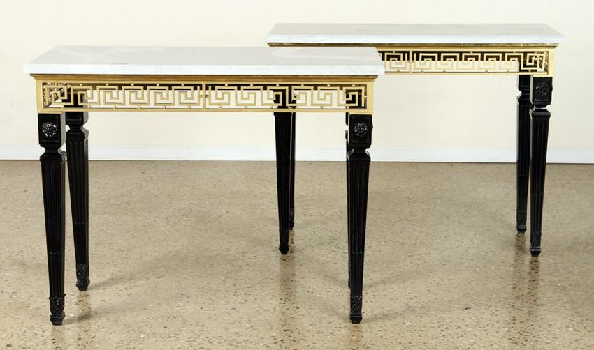 PAIR NEOCLASSICAL STYLE BRONZE CONSOLE TABLES