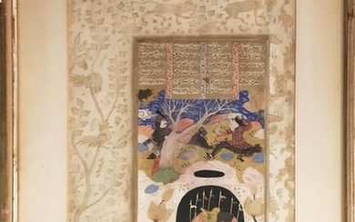 PERSIAN SCHOOL, Court Scenes', watercolour, 24.5cm 39cm, framed. (3)...