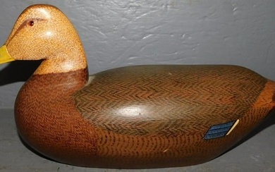 Painted Wood Carved Duck Decoy (Signed LLD 1974)