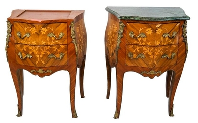 Pair Bombe Marquetry Stands