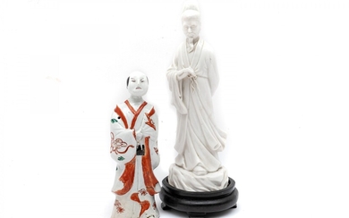 Pair Of Asian Porcelain Figures, Kabuki Actor And Scholar