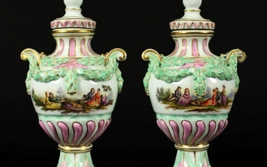 Pair Of Minature Meissen Vases
