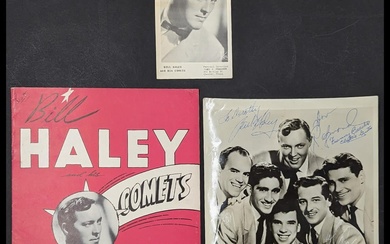 Pair Of Pen Signed Photographs Of The Band Bill Haley...