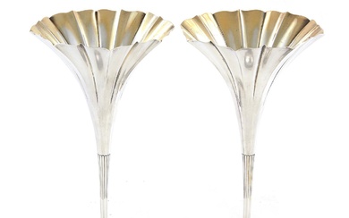 Pair Tiffany & Co Sterling Silver Trumpet Vases (2pcs)