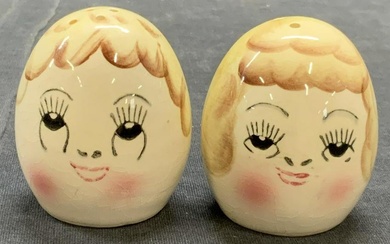 Pair Vintage Ceramic Figural Salt & Pepper Shakers