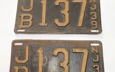 Pair of 1939 NJ License Plates