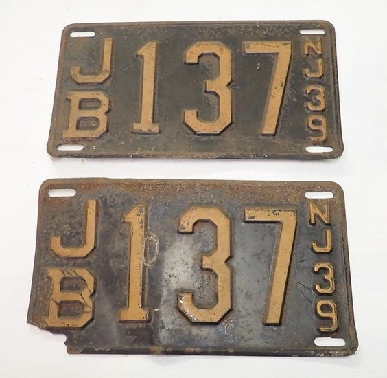 Pair of 1939 NJ License Plates