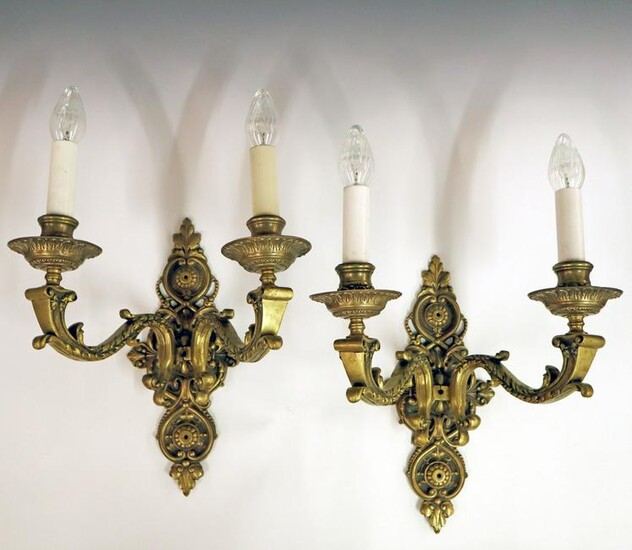 Pair of Cast Bronze Wall Sconces