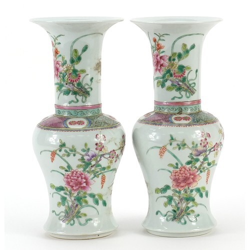 Pair of Chinese porcelain vases hand painted in the famille ...