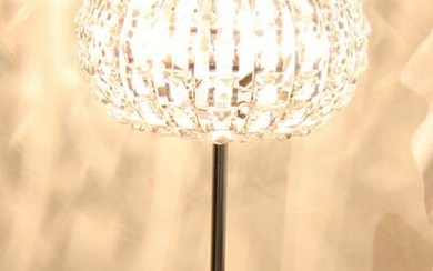 Pair of Chrome and Crystal Lamps
