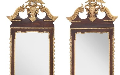 Pair of George III Style Mahogany and Giltwood Mirrors