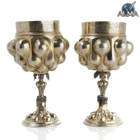 Pair of Gilded Silver Cups Made in Augsburg, 18th/19th Century