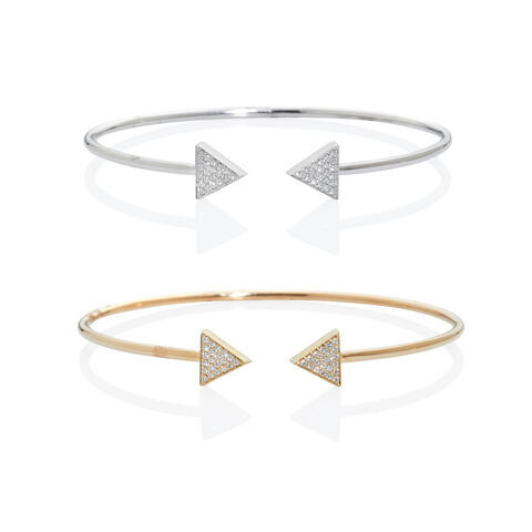 Pair of Gold and Diamond Open Cuff Bracelets