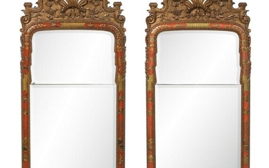 Pair of Queen Anne-Style Japanned Mirrors