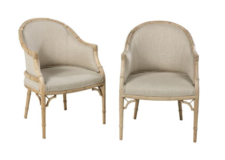 Pair of Regency-Style Faux Bamboo Armchairs