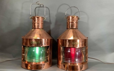 Pair of Solid Copper Port and Starboard Lights by "Griffiths & Sons"