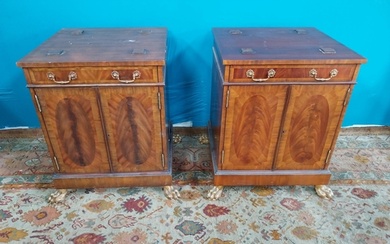 Pair of good quality mahogany side cabinets with single draw...