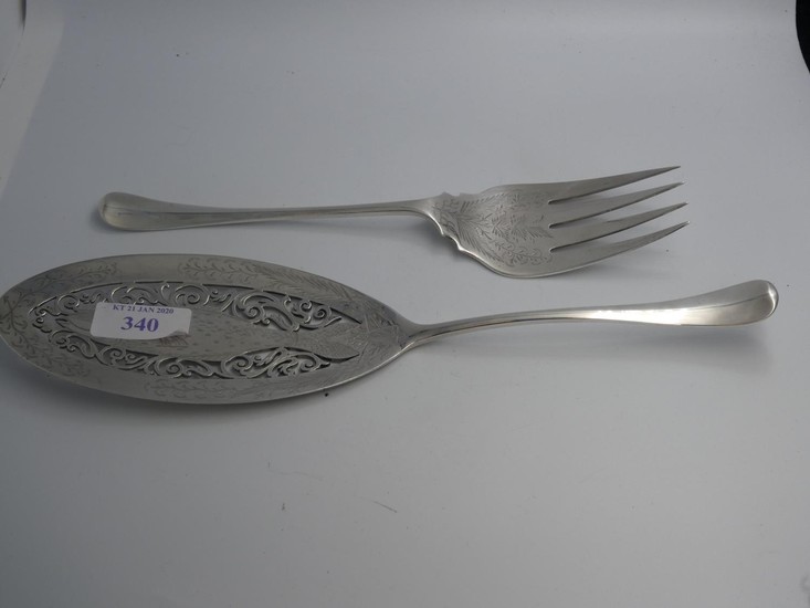 Pair of late Victorian cased fish servers by Mappin & Webb L...