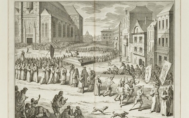 Paire d'estampes du XVIIIe siècle représentant une "Procession des disciplinans" et une "Procession des flagellans",...