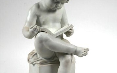 Parian Ware Figure of Boy Reading Book