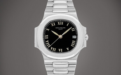 Patek Philippe Nautilus, Reference 3800 | A stainless steel bracelet watch with date and unusual Roman dial, Circa 1999 | 百達翡麗 | Nautilus 型號3800 | 精鋼鏈帶腕錶，備日期顯示及特殊羅馬數字錶盤，約1999年製
