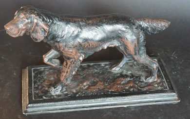 Patinated Metal Sculpture of Spaniel Hunting Dog