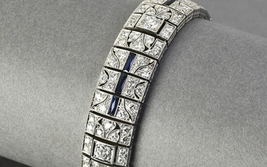 Period Art Deco diamond, sapphire, platinum bracelet