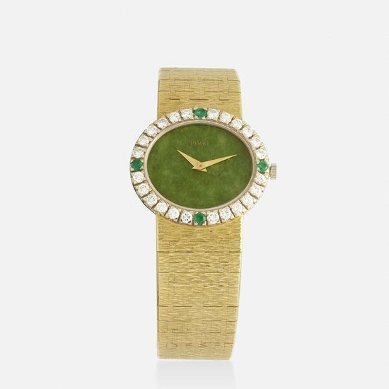 Piaget, Jade, diamond, and emerald wristwatch