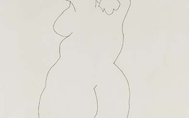 Picasso, Pablo. Femme nue de Dos. Gravure sur vélin. Signé et daté à l'envers dans...