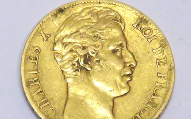 Pièce en or de 20 Francs "Charles X-Roi des français" datée de 1827, Atelier A...