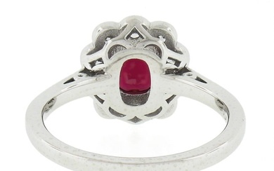 Platinum 1.35ctw GIA BURMA NO HEAT Cushion VIVID RED Spinel Diamond Halo Ring