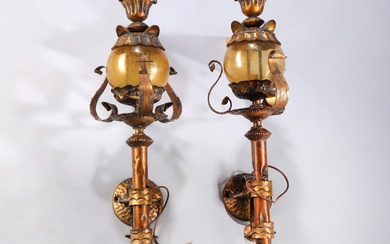 Poliarte. A pair of torch-shaped wall lamps from the 80s (2)