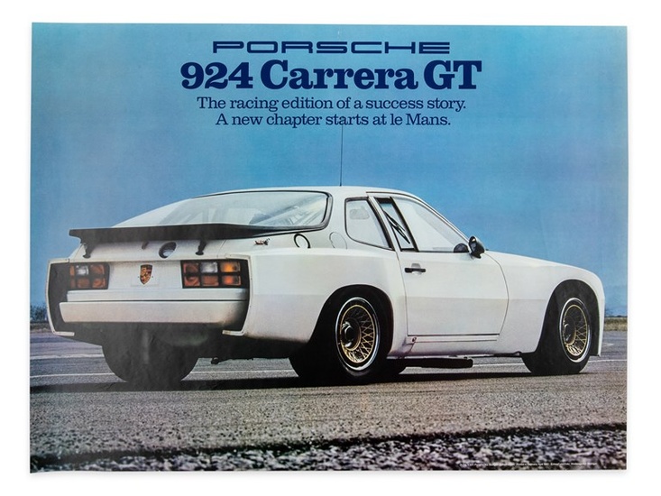 "Porsche 924 Carrera GT, The racing edition of a success story. A new chapter starts at le Mans." Advertising Poster, 1980