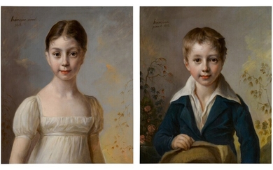 Portraits of Angélique Adélaide Désirée Péan de Saint-Gilles (1796 - 1848) and a young boy of the Péan de Saint-Gilles family, Johann Julius Heinsius