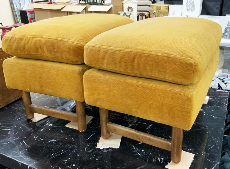 Pr of Mid-Century Corduroy Upholstered Footstools.