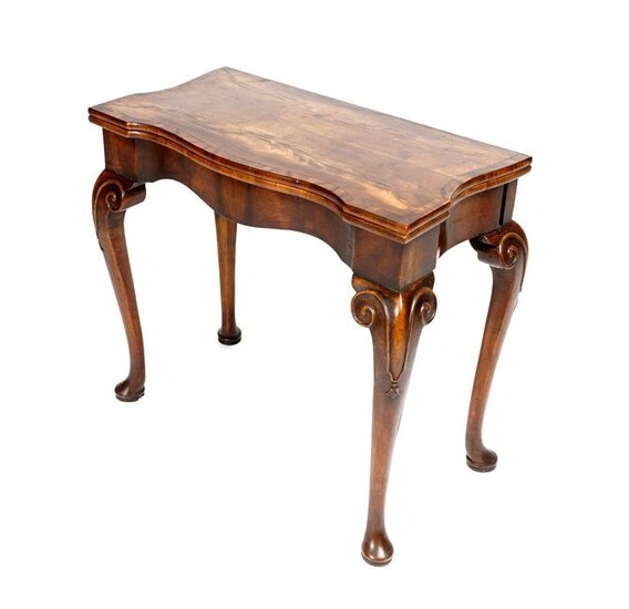 Queen Anne Style Carved Mahogany Game Table