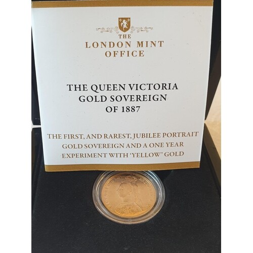 Queen Victoria gold sovereign 1887 with Jubilee portrait, un...