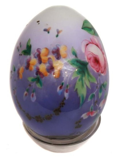 RUSSIAN PORCELAIN EASTER EGG PAINTED WITH FLOWERS