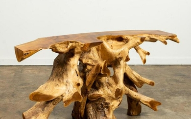 RUSTIC CYPRESS TREE ROOT CONSOLE TABLE