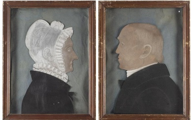 RUTH RENSHAW BASCOM (Massachusetts, 1772-1848), Portrait of a man and a woman., Hand-cut and painted